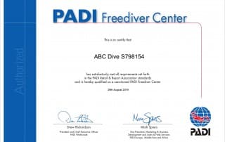 PADI Freediver Center certificaat